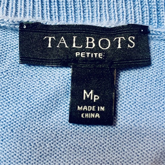 Talbots Womens Intarsia Bon Voyage Sweater Blue Cruise Pullover Size Petite M MP - Picture 3 of 9